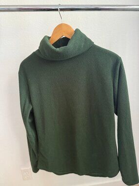 NWT Youer Grounded Ribbed Turtleneck Top Dark Green Sustainable Pullover S